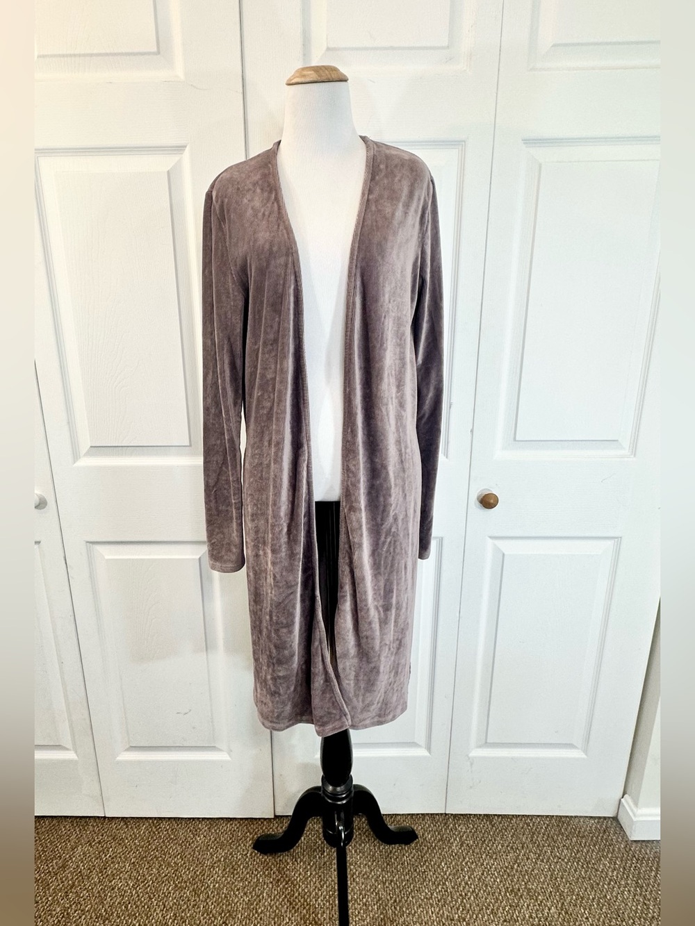 HYFVE Ribbed Velour Open Front Duster Cardigan Size M